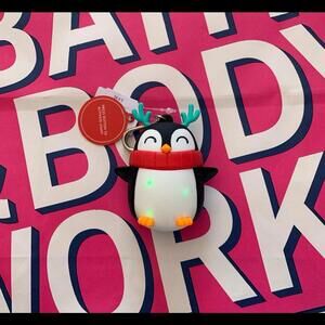 Bath & Body Works Pink Penguin Keychain with Teal Antlers